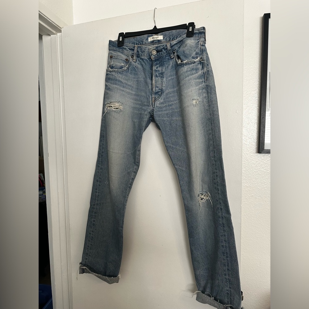 Moussy Light Blue Distressed Men's Jeans